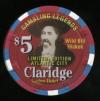 CLA-5k $5 Claridge Gambling Legends Wild Bill Hickok