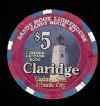 CLA-5af $5 Claridge Sandy Hook Lighthouse Sandy Hook NJ